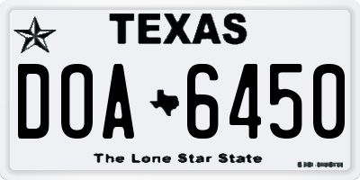 TX license plate DOA6450
