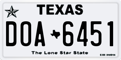 TX license plate DOA6451