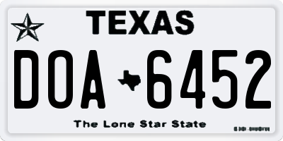 TX license plate DOA6452