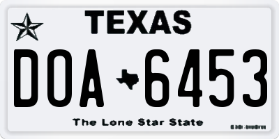 TX license plate DOA6453