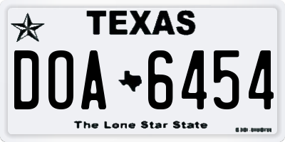 TX license plate DOA6454