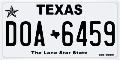 TX license plate DOA6459