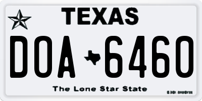 TX license plate DOA6460