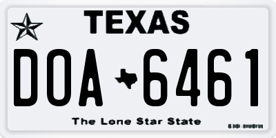 TX license plate DOA6461