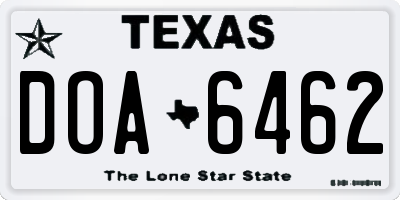 TX license plate DOA6462