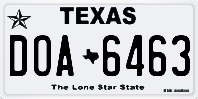 TX license plate DOA6463