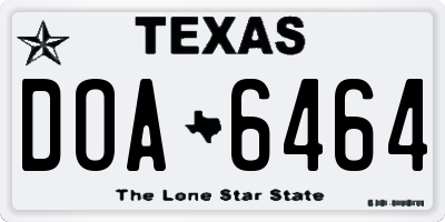 TX license plate DOA6464