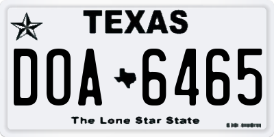 TX license plate DOA6465
