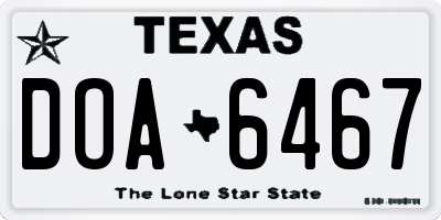 TX license plate DOA6467