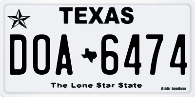 TX license plate DOA6474