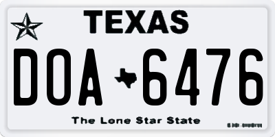 TX license plate DOA6476