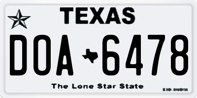 TX license plate DOA6478