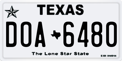 TX license plate DOA6480