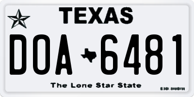 TX license plate DOA6481