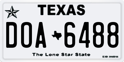 TX license plate DOA6488