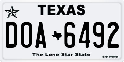 TX license plate DOA6492