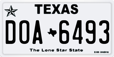 TX license plate DOA6493