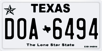 TX license plate DOA6494