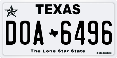TX license plate DOA6496