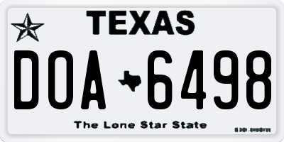 TX license plate DOA6498