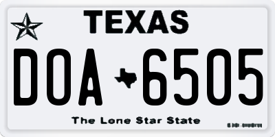 TX license plate DOA6505