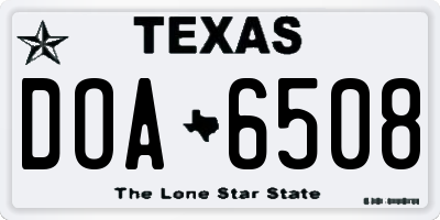 TX license plate DOA6508