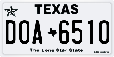 TX license plate DOA6510