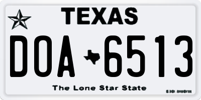 TX license plate DOA6513