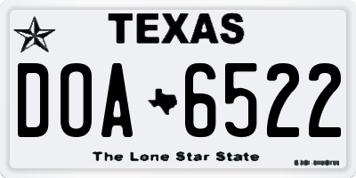 TX license plate DOA6522