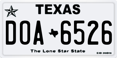 TX license plate DOA6526