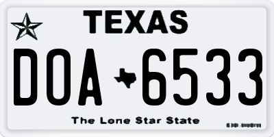 TX license plate DOA6533