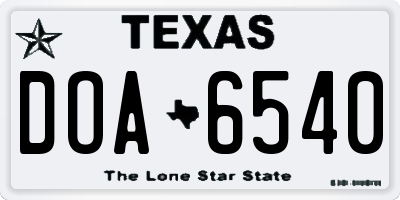 TX license plate DOA6540