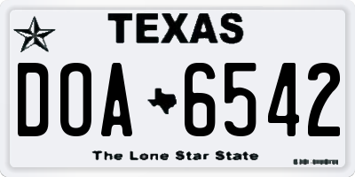 TX license plate DOA6542