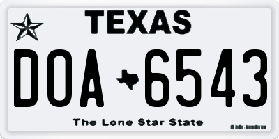 TX license plate DOA6543