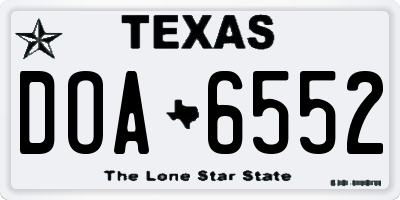 TX license plate DOA6552