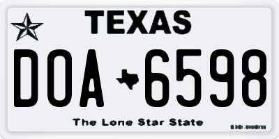 TX license plate DOA6598