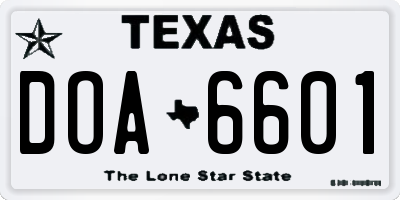 TX license plate DOA6601