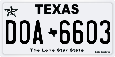 TX license plate DOA6603