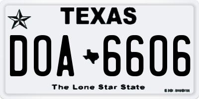 TX license plate DOA6606