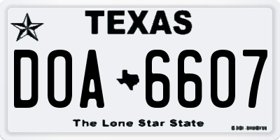 TX license plate DOA6607