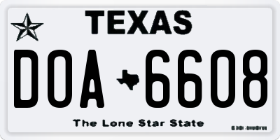 TX license plate DOA6608