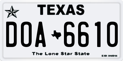 TX license plate DOA6610