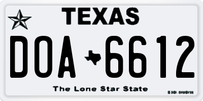 TX license plate DOA6612