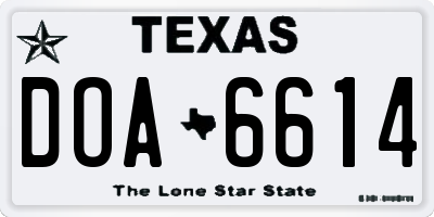 TX license plate DOA6614