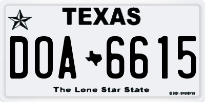 TX license plate DOA6615