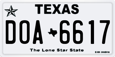 TX license plate DOA6617