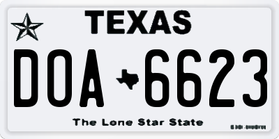 TX license plate DOA6623