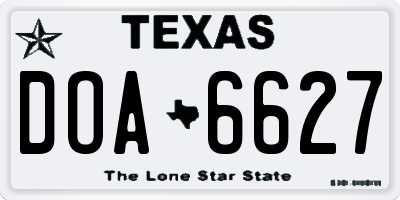 TX license plate DOA6627