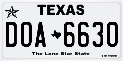 TX license plate DOA6630