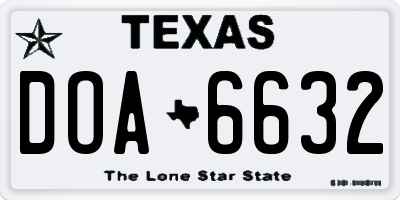 TX license plate DOA6632